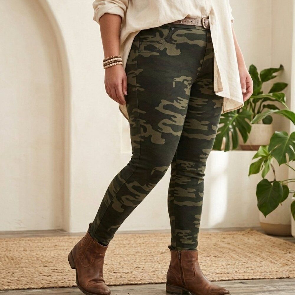 Sanctuary Anthropologie Camo Stretch Pants High Rise Gorpcore Athleisure XL